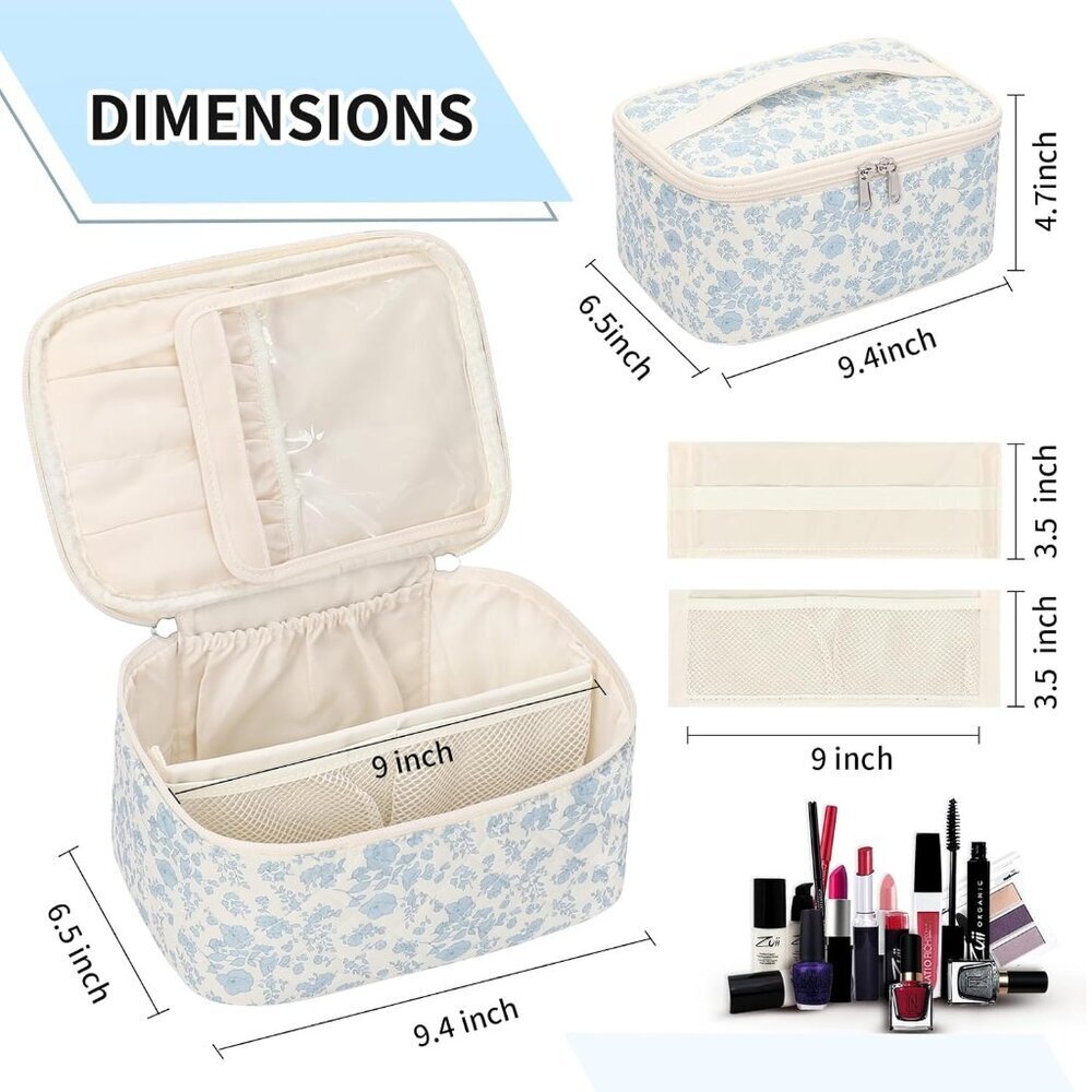 Makeup Bag Portable Cosmetic Bag For Women, Large Capacity Travel Makeup Case Or - Picture 7 of 9